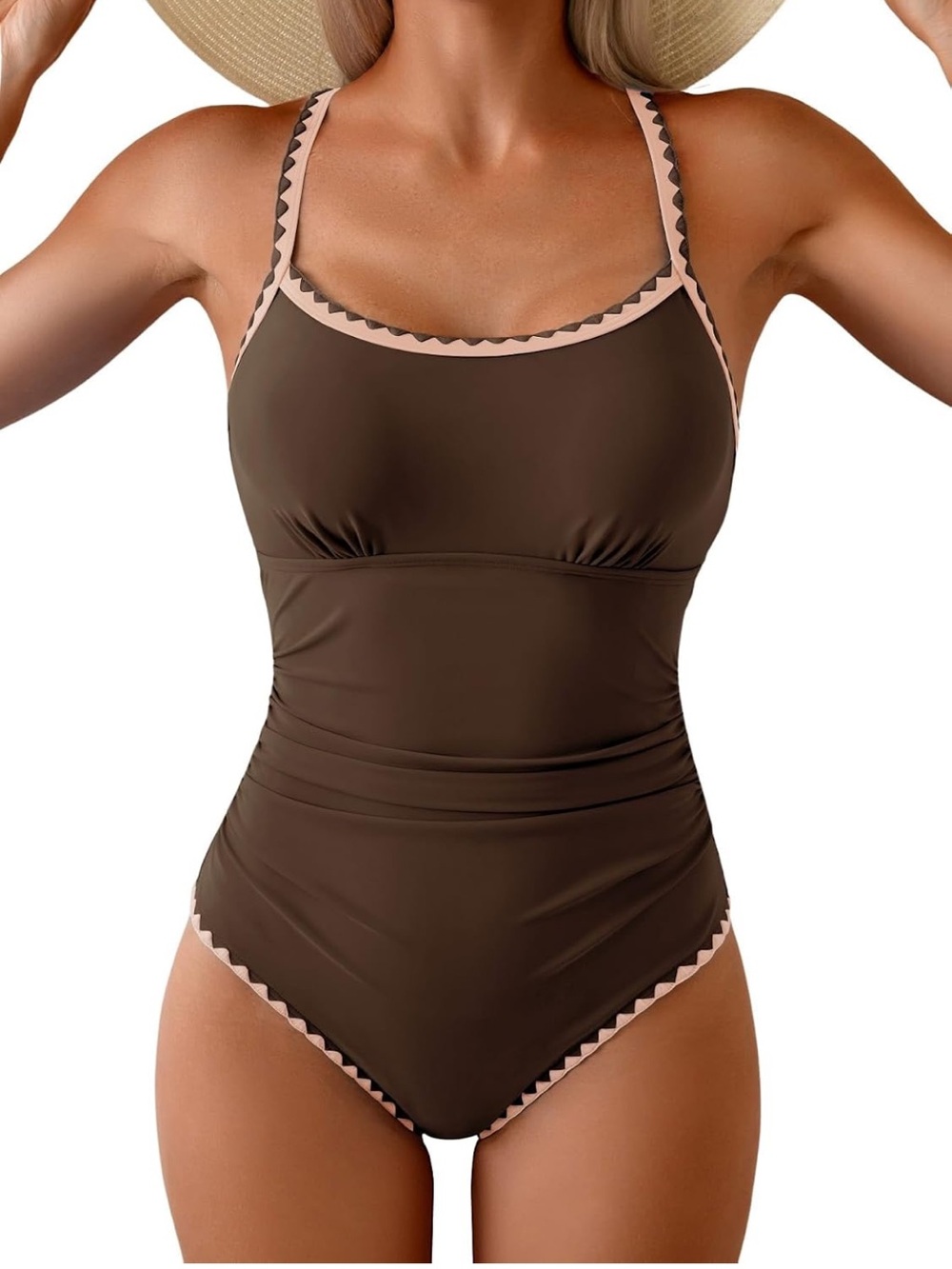 Tummy Control Swimsuit Criss Cross Tie Back M. 2793/bb17-1:v